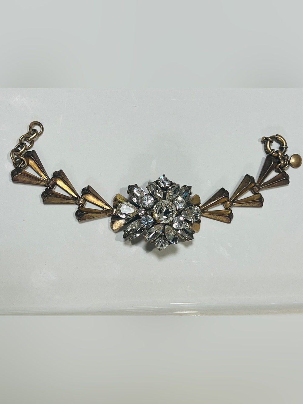J. Crew Gold-Tone Crystal Floral Cluster Bracelet - Picture 5 of 8